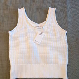 White Ribbed Knit Tank Top